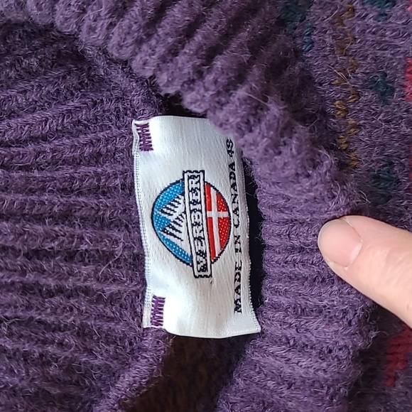 Vintage Verbier Monod Sports Banff Ski Sweater Wool Alpaca Leather Trim - Picture 3 of 9